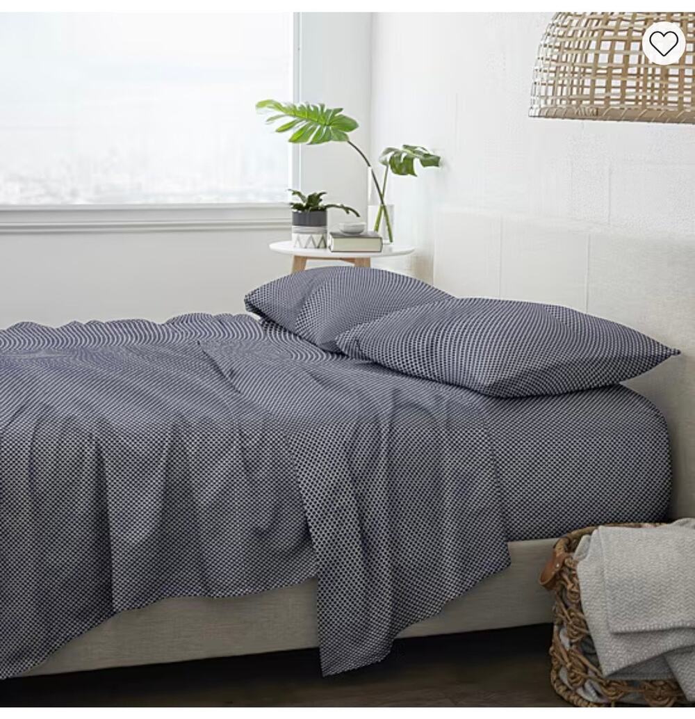 Casual Comfort Premium Ultra Soft Scallops Pattern Sheet Set Navy KING 4PC